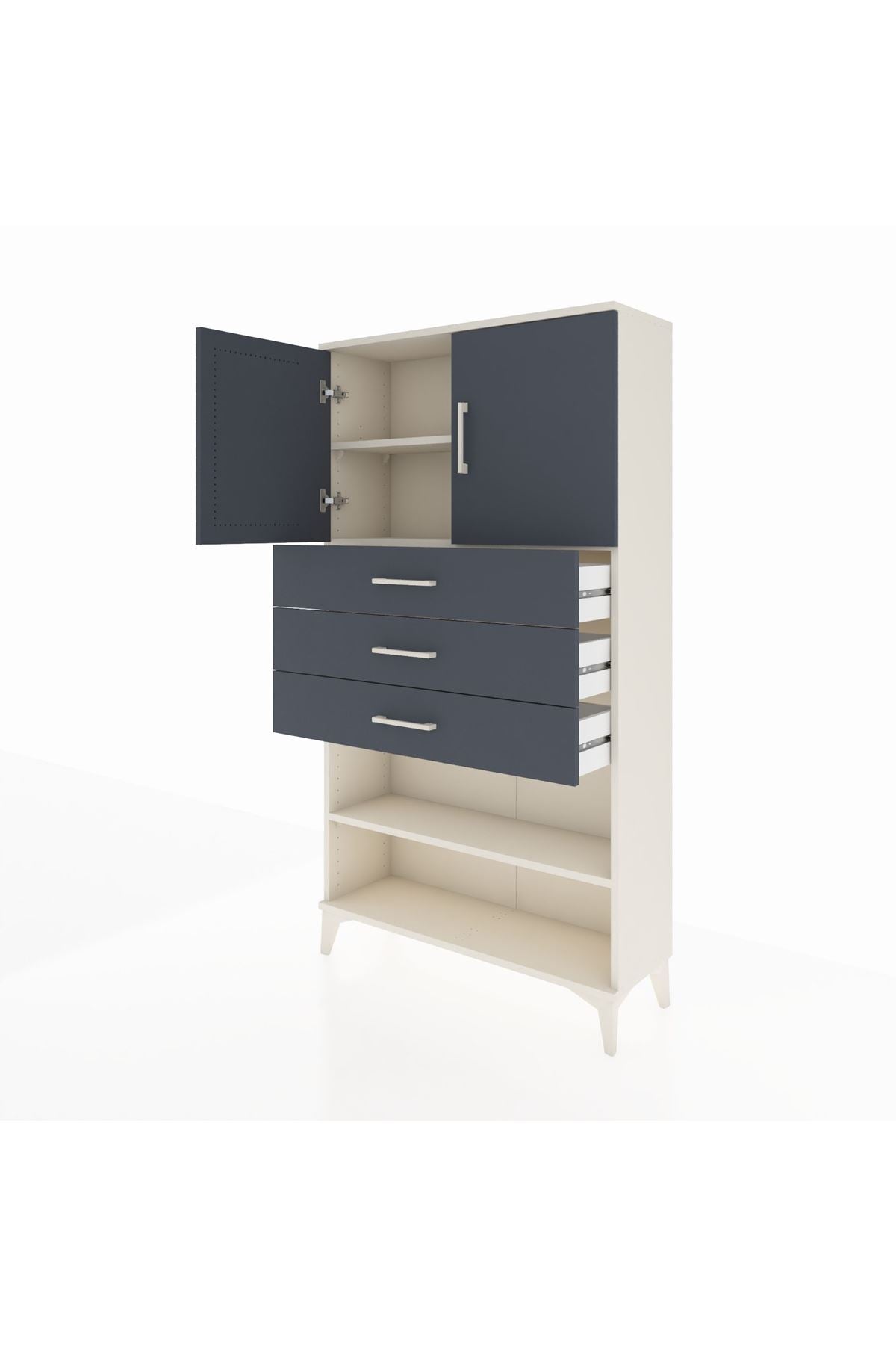 Arges Dolap 3 Raflı 3 Çekmeceli 2 Kapaklı 88x30x163 - S21M097V2A
