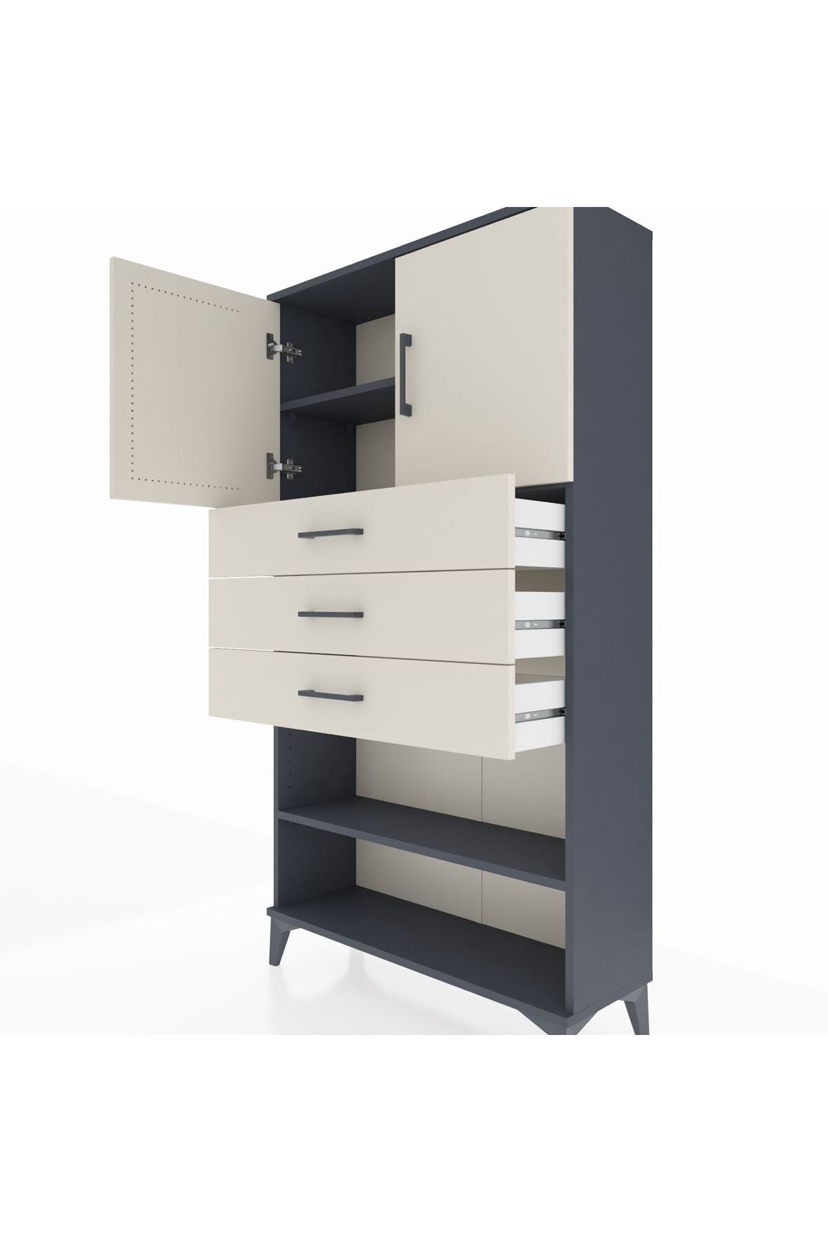 Arges Dolap 3 Raflı 3 Çekmeceli 2 Kapaklı 88x30x163 - S21M097V4A
