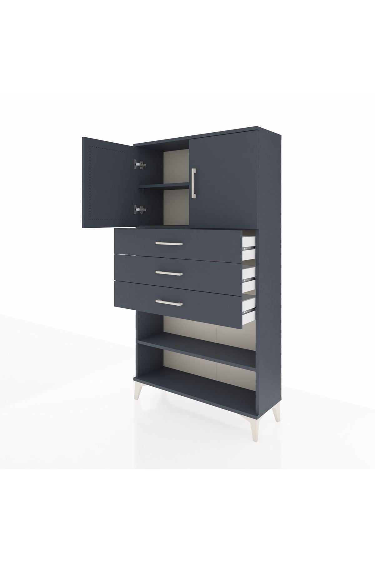 Arges Dolap 3 Raflı 3 Çekmeceli 2 Kapaklı 88x30x163 - S21M097V5A