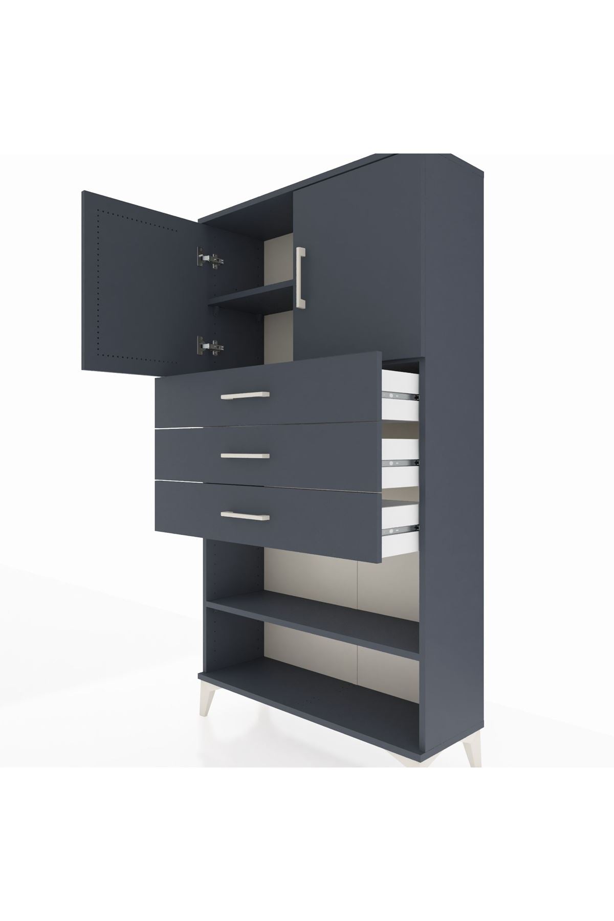 Arges Dolap 3 Raflı 3 Çekmeceli 2 Kapaklı 88x30x163 - S21M097V5A