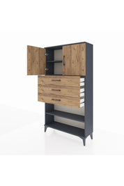 Arges Dolap 3 Raflı 3 Çekmeceli 2 Kapaklı 88x30x163 - S21M097V6A