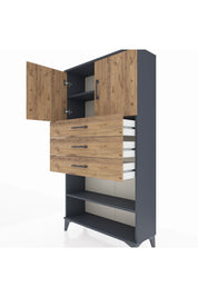 Arges Dolap 3 Raflı 3 Çekmeceli 2 Kapaklı 88x30x163 - S21M097V6A