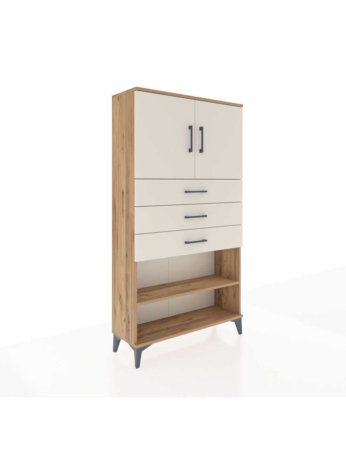 Arges Dolap 3 Raflı 3 Çekmeceli 2 Kapaklı 88x30x163 - S21M097V7A