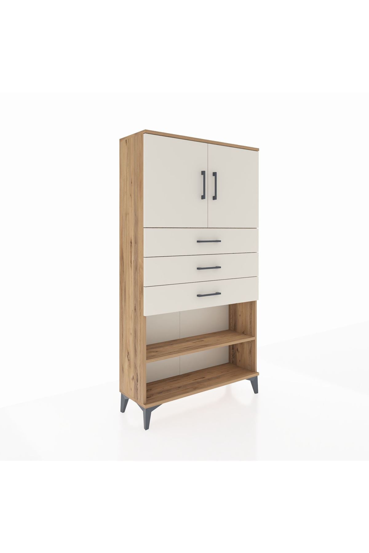Arges Dolap 3 Raflı 3 Çekmeceli 2 Kapaklı 88x30x163 - S21M097V7A