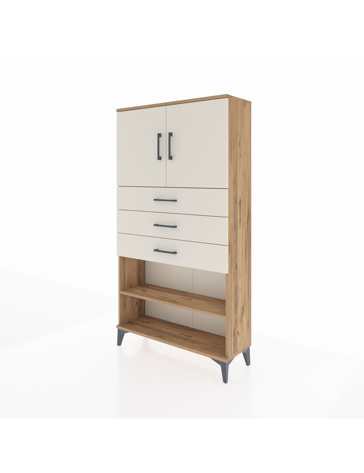 Arges Dolap 3 Raflı 3 Çekmeceli 2 Kapaklı 88x30x163 - S21M097V7A