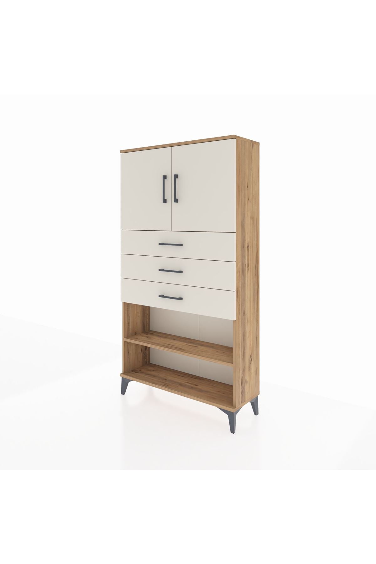 Arges Dolap 3 Raflı 3 Çekmeceli 2 Kapaklı 88x30x163 - S21M097V7A