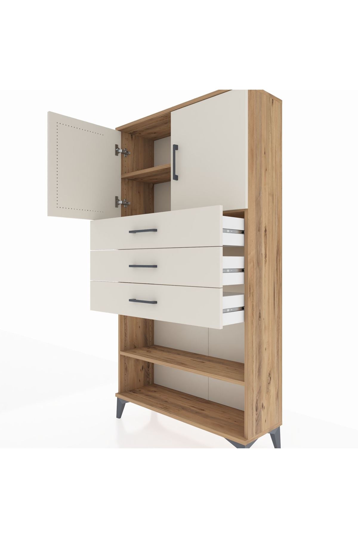 Arges Dolap 3 Raflı 3 Çekmeceli 2 Kapaklı 88x30x163 - S21M097V7A