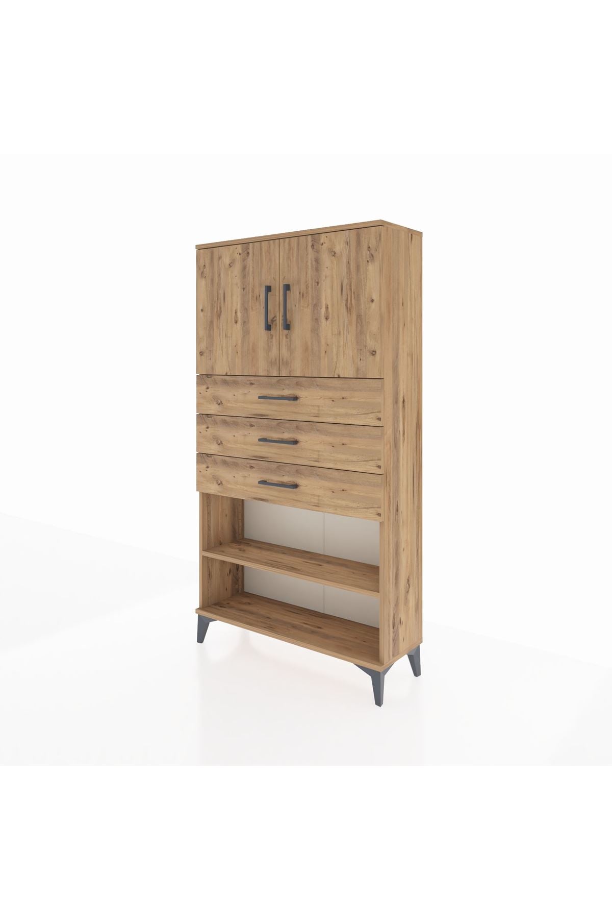 Arges Dolap 3 Raflı 3 Çekmeceli 2 Kapaklı 88x30x163 - S21M097V9A