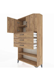 Arges Dolap 3 Raflı 3 Çekmeceli 2 Kapaklı 88x30x163 - S21M097V9A