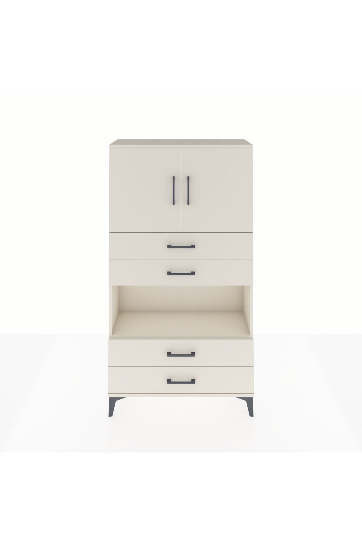 Arges Dolap 3 Raflı 4 Çekmeceli 2 Kapaklı 88x30x163 - S21M099V1A
