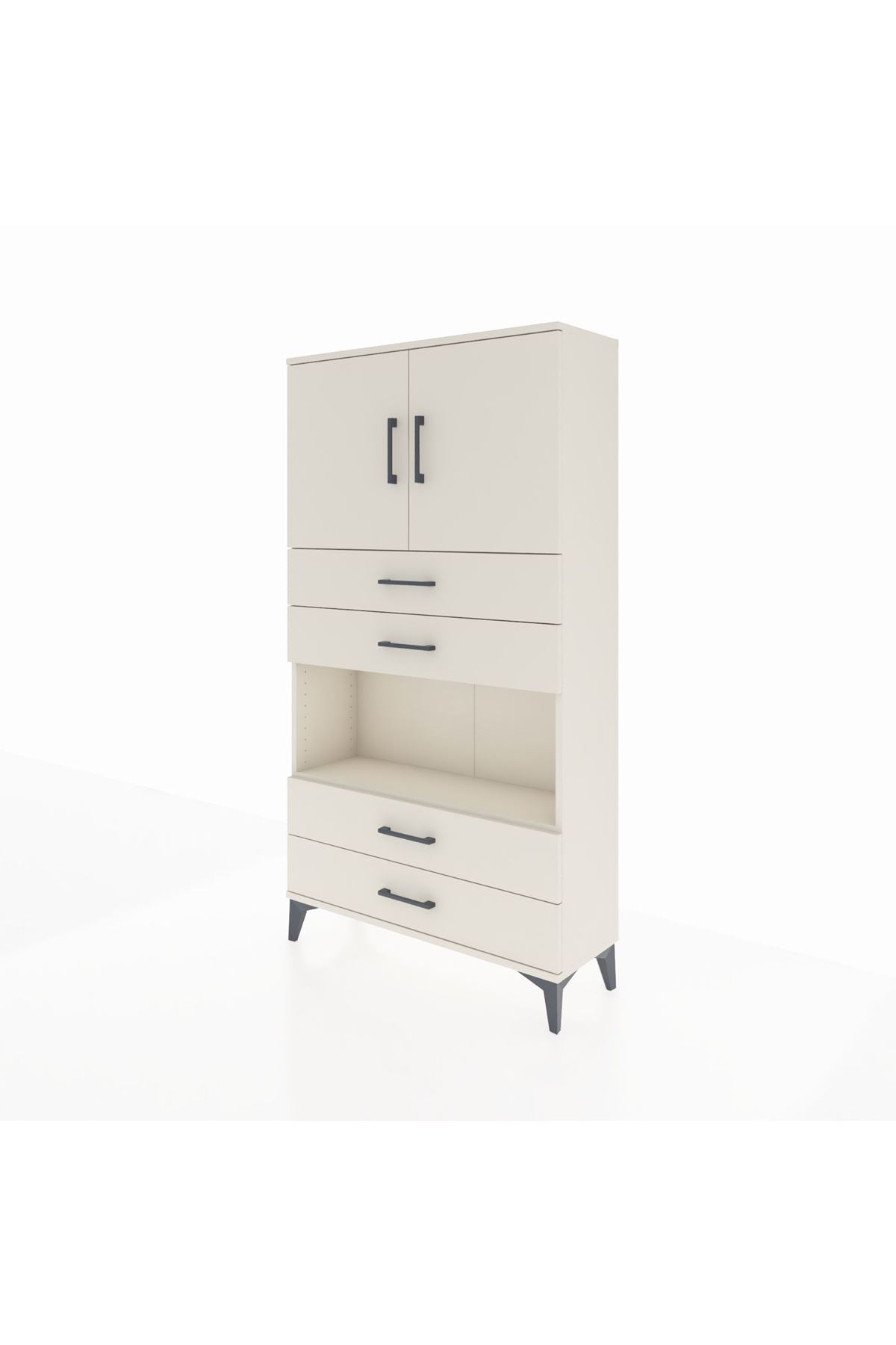 Arges Dolap 3 Raflı 4 Çekmeceli 2 Kapaklı 88x30x163 - S21M099V1A