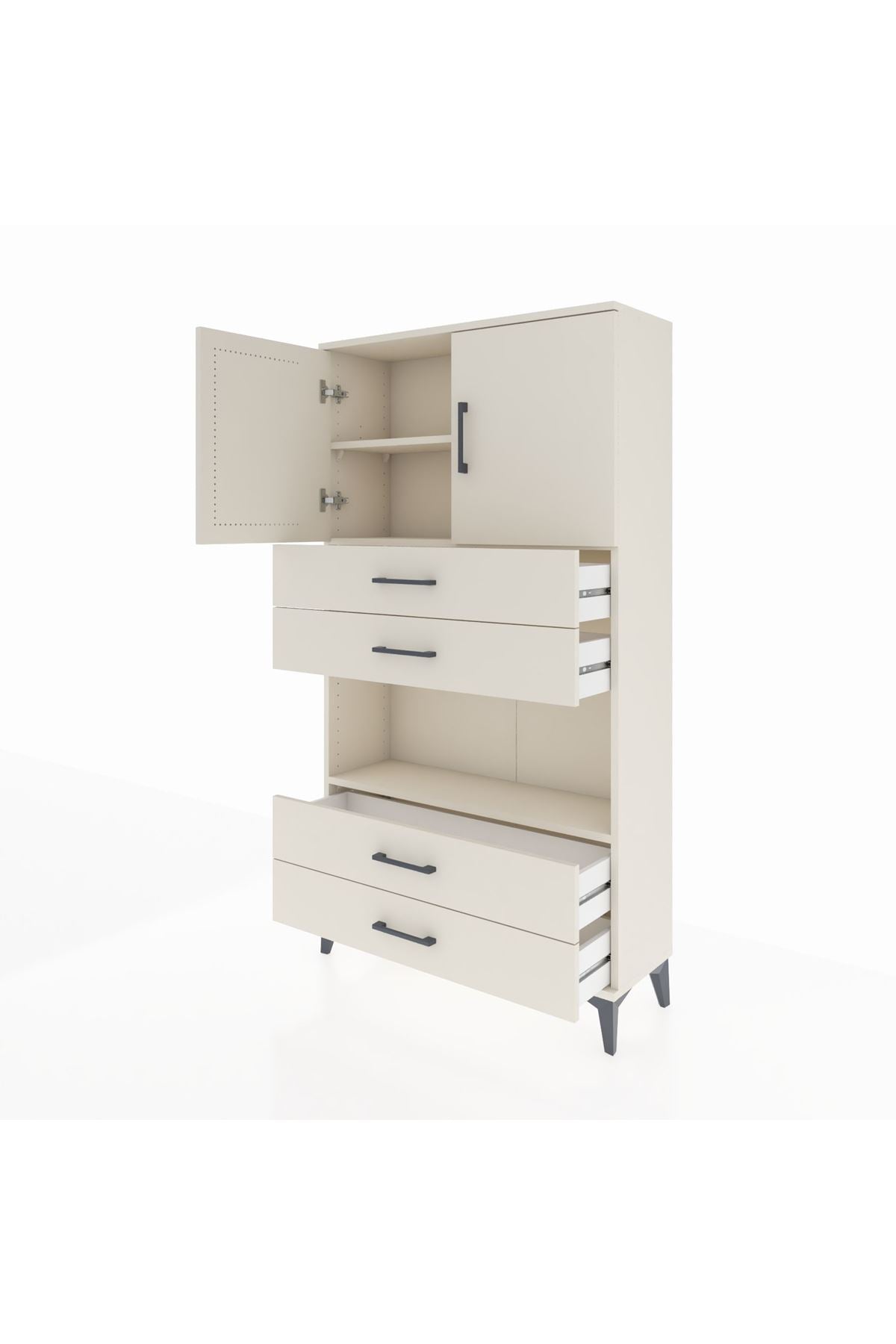 Arges Dolap 3 Raflı 4 Çekmeceli 2 Kapaklı 88x30x163 - S21M099V1A