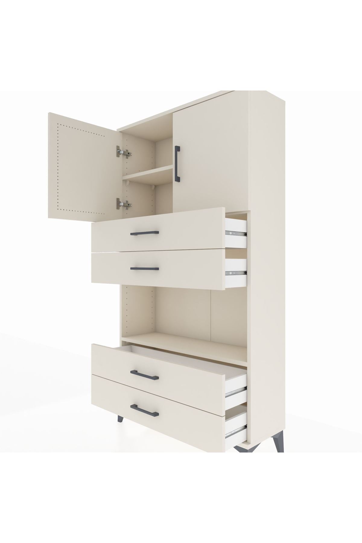 Arges Dolap 3 Raflı 4 Çekmeceli 2 Kapaklı 88x30x163 - S21M099V1A