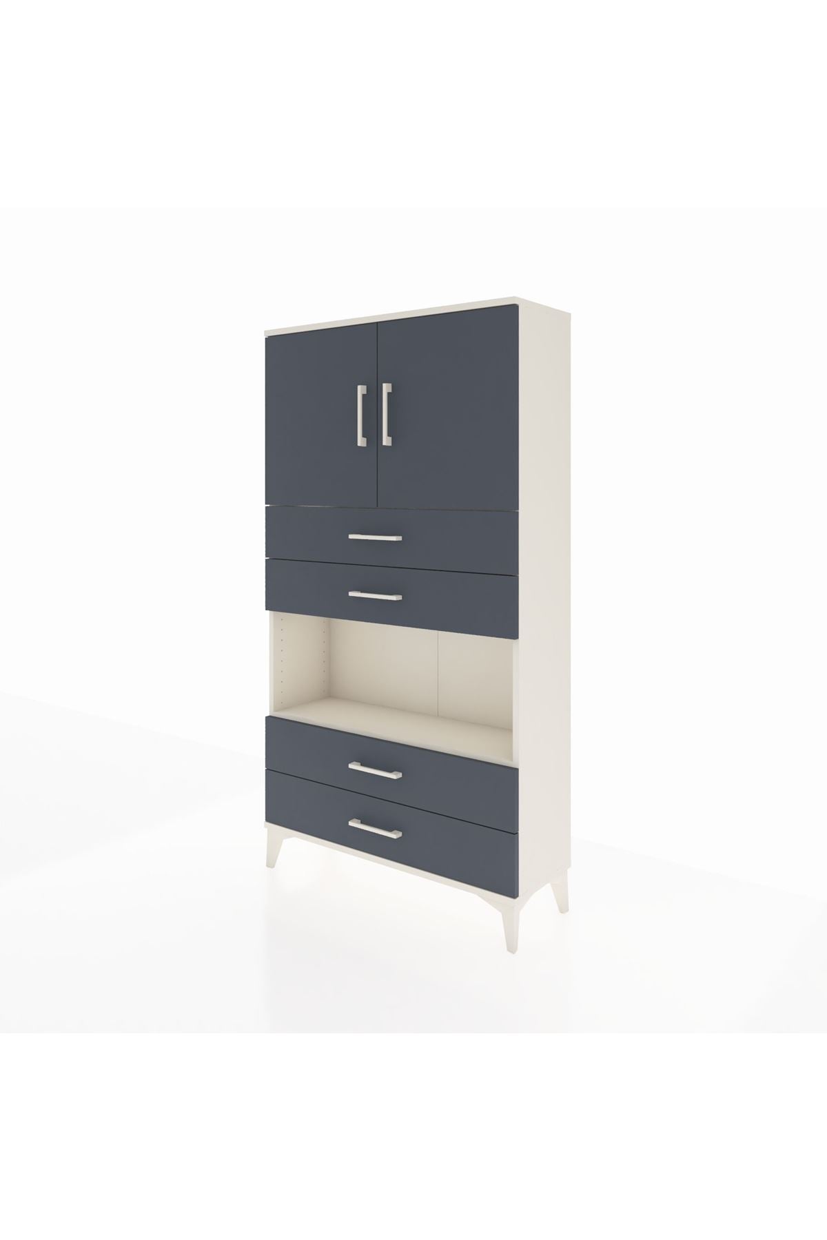 Arges Dolap 3 Raflı 4 Çekmeceli 2 Kapaklı 88x30x163 - S21M099V2A