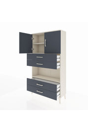 Arges Dolap 3 Raflı 4 Çekmeceli 2 Kapaklı 88x30x163 - S21M099V2A