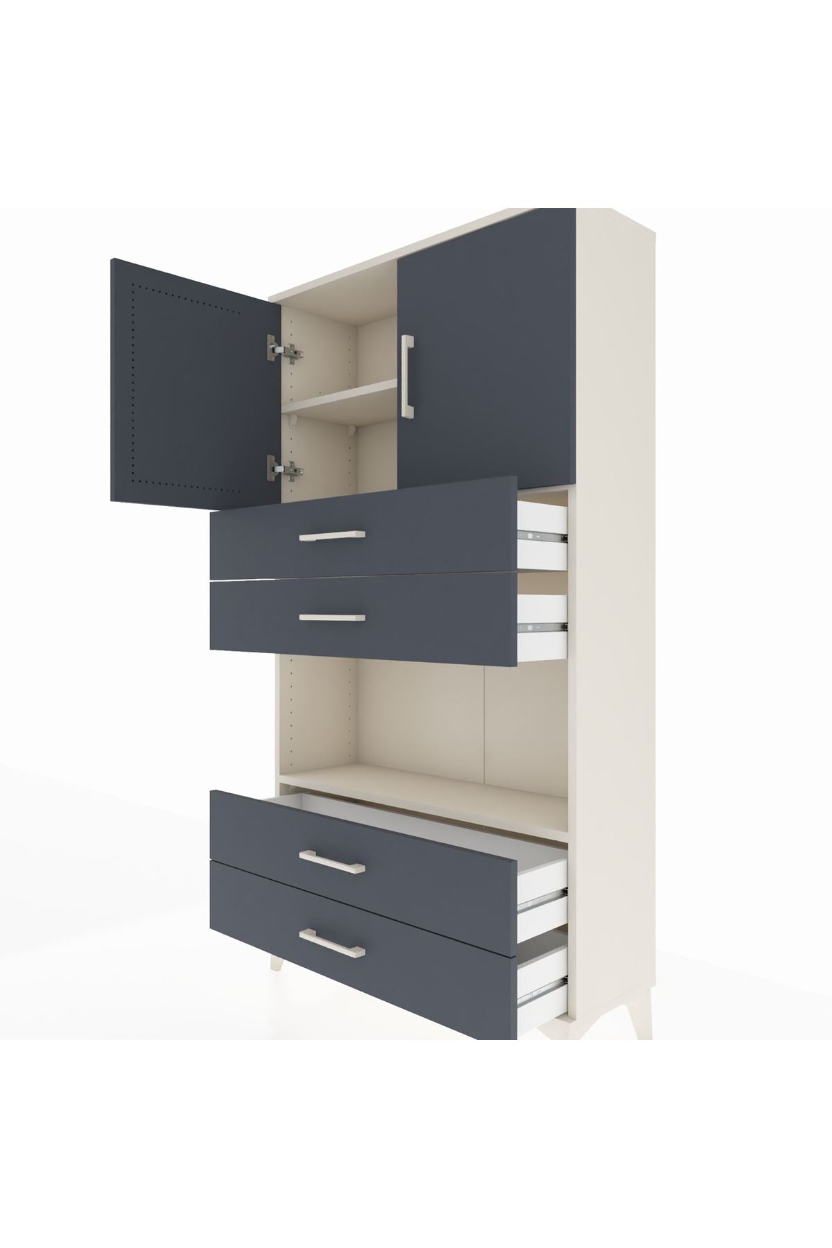 Arges Dolap 3 Raflı 4 Çekmeceli 2 Kapaklı 88x30x163 - S21M099V2A