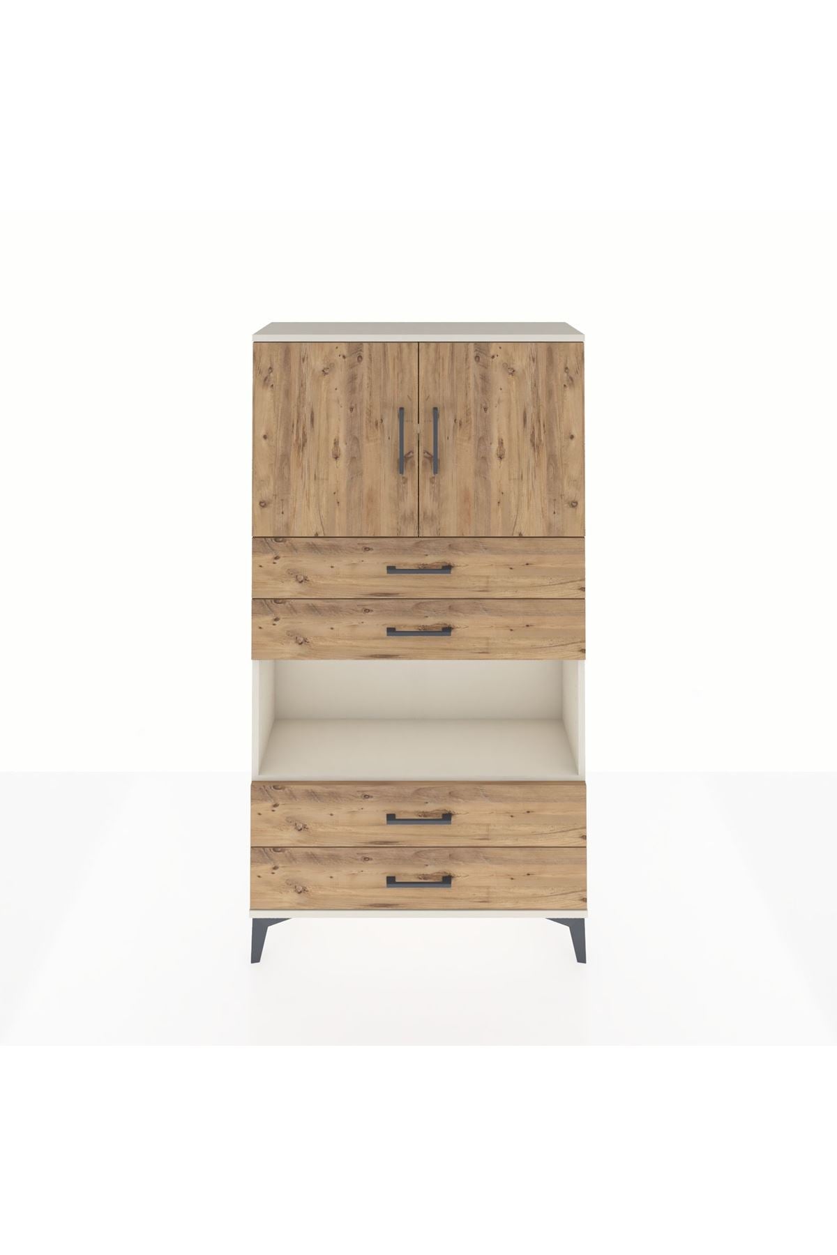 Arges Dolap 3 Raflı 4 Çekmeceli 2 Kapaklı 88x30x163 - S21M099V3A