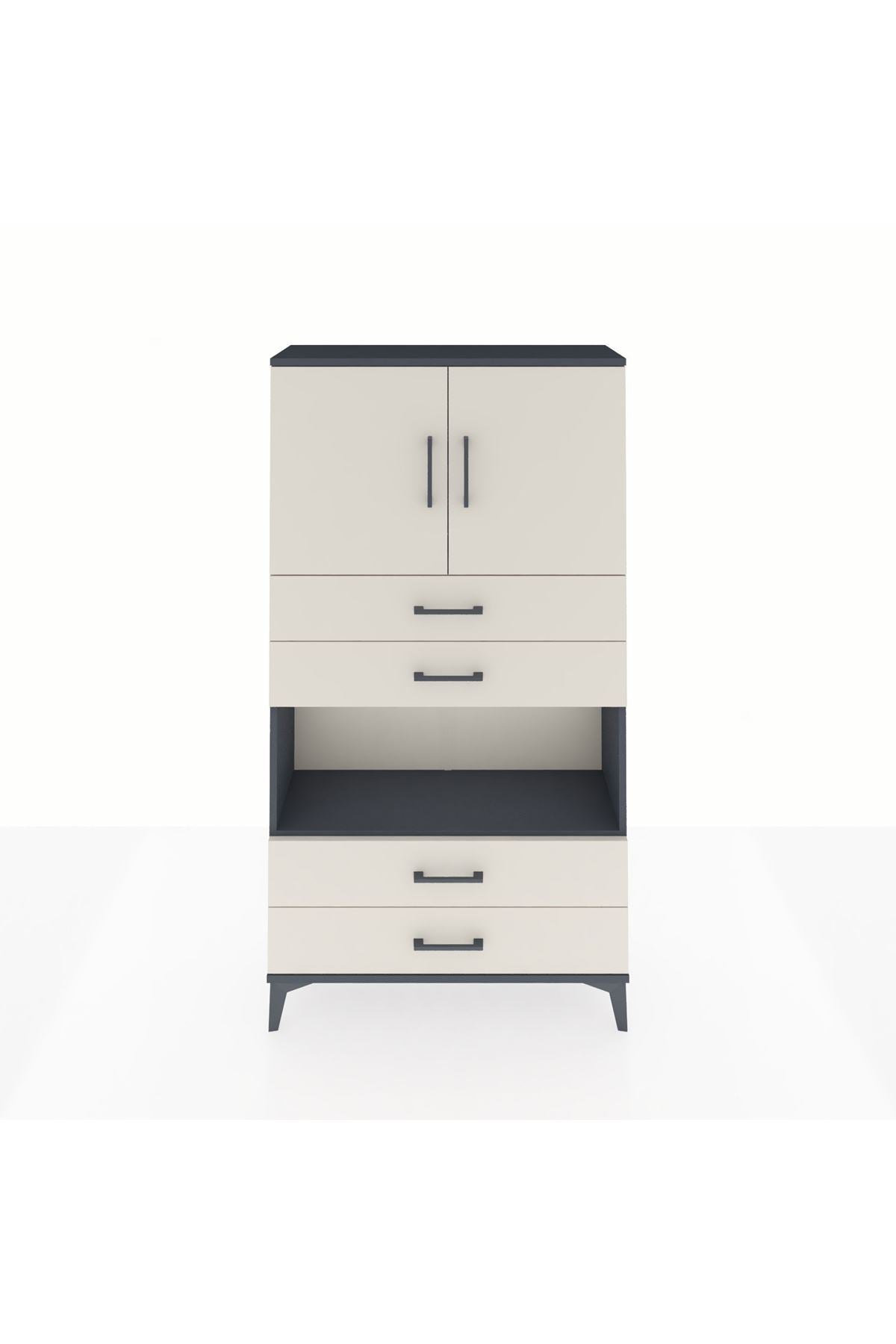 Arges Dolap 3 Raflı 4 Çekmeceli 2 Kapaklı 88x30x163 - S21M099V4A