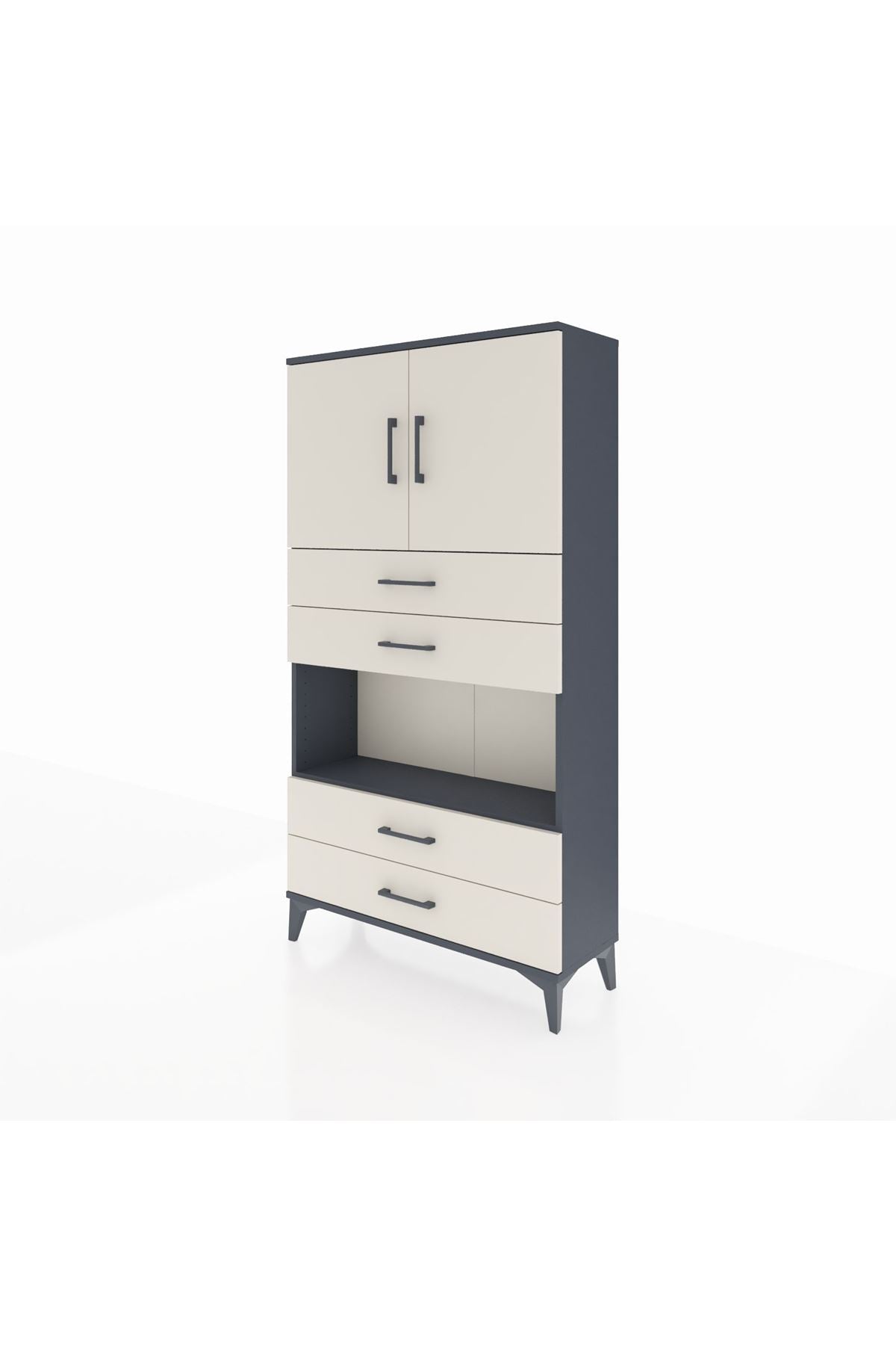 Arges Dolap 3 Raflı 4 Çekmeceli 2 Kapaklı 88x30x163 - S21M099V4A