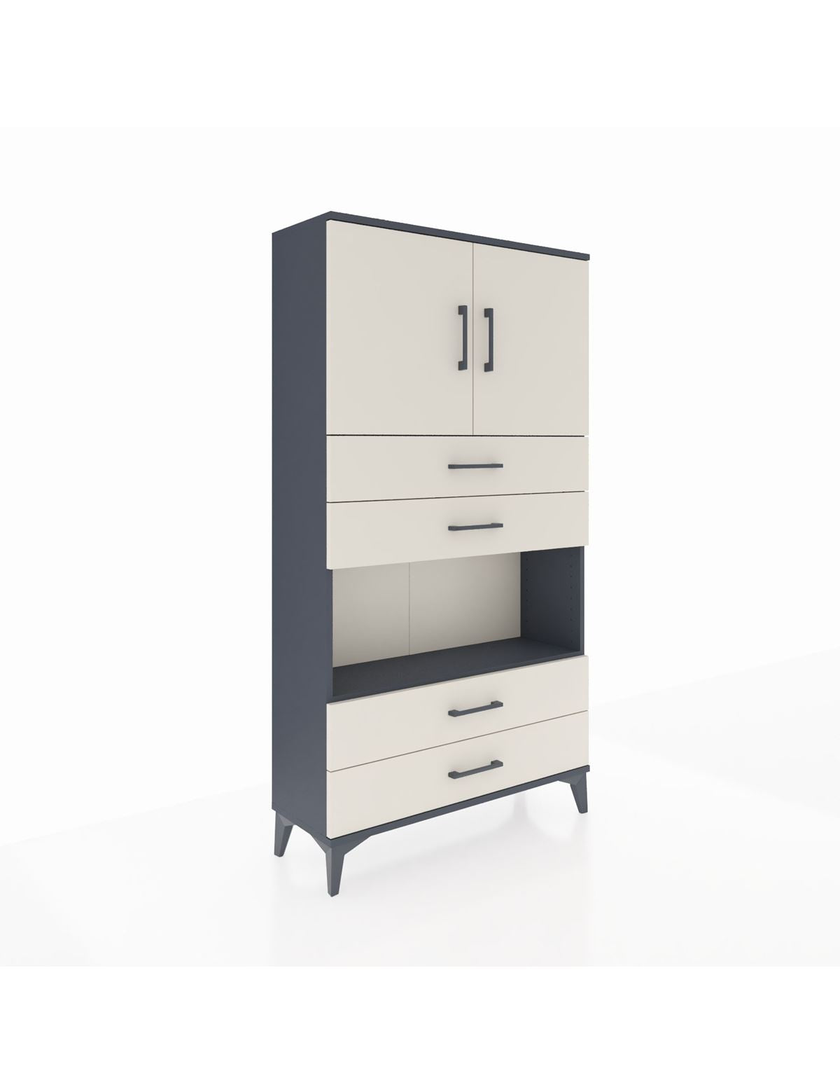 Arges Dolap 3 Raflı 4 Çekmeceli 2 Kapaklı 88x30x163 - S21M099V4A