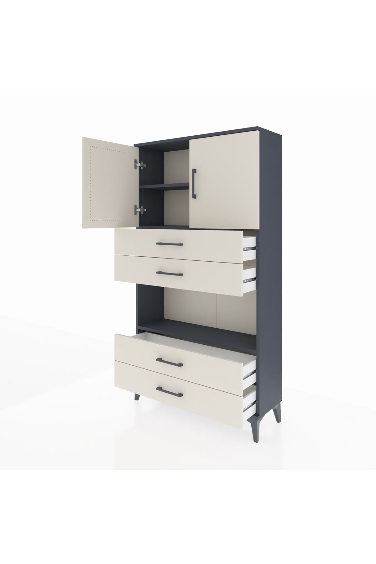 Arges Dolap 3 Raflı 4 Çekmeceli 2 Kapaklı 88x30x163 - S21M099V4A