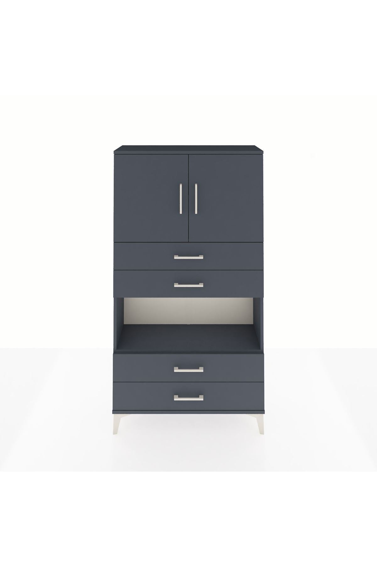 Arges Dolap 3 Raflı 4 Çekmeceli 2 Kapaklı 88x30x163 - S21M099V5A