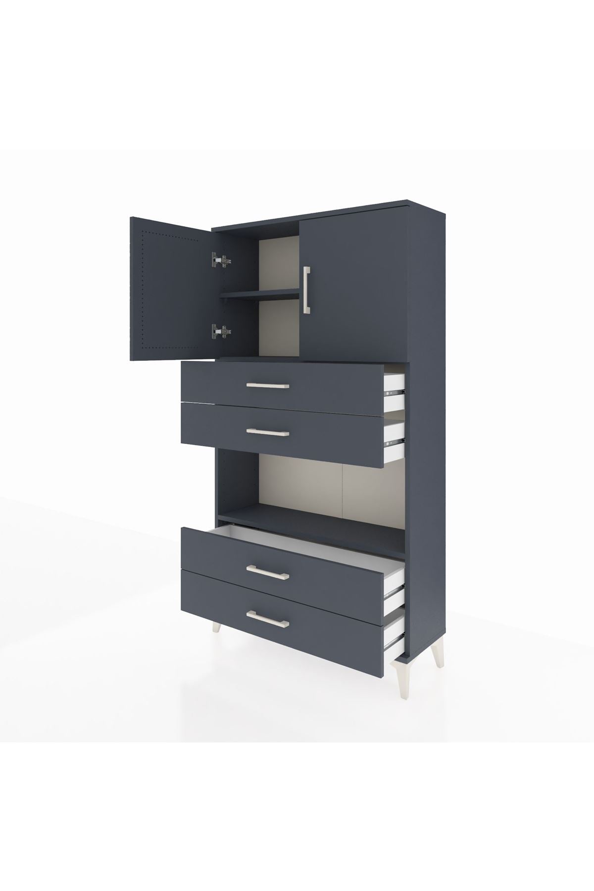 Arges Dolap 3 Raflı 4 Çekmeceli 2 Kapaklı 88x30x163 - S21M099V5A