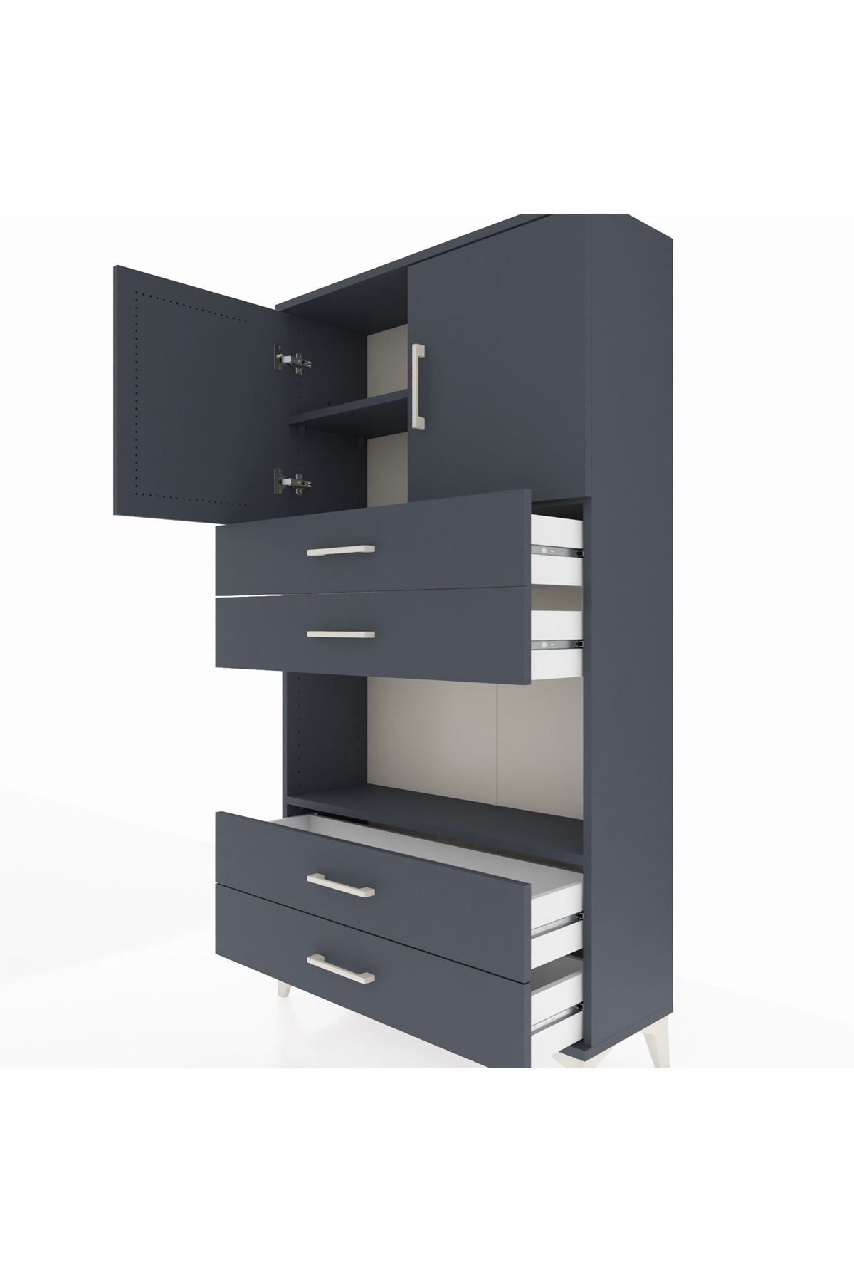 Arges Dolap 3 Raflı 4 Çekmeceli 2 Kapaklı 88x30x163 - S21M099V5A