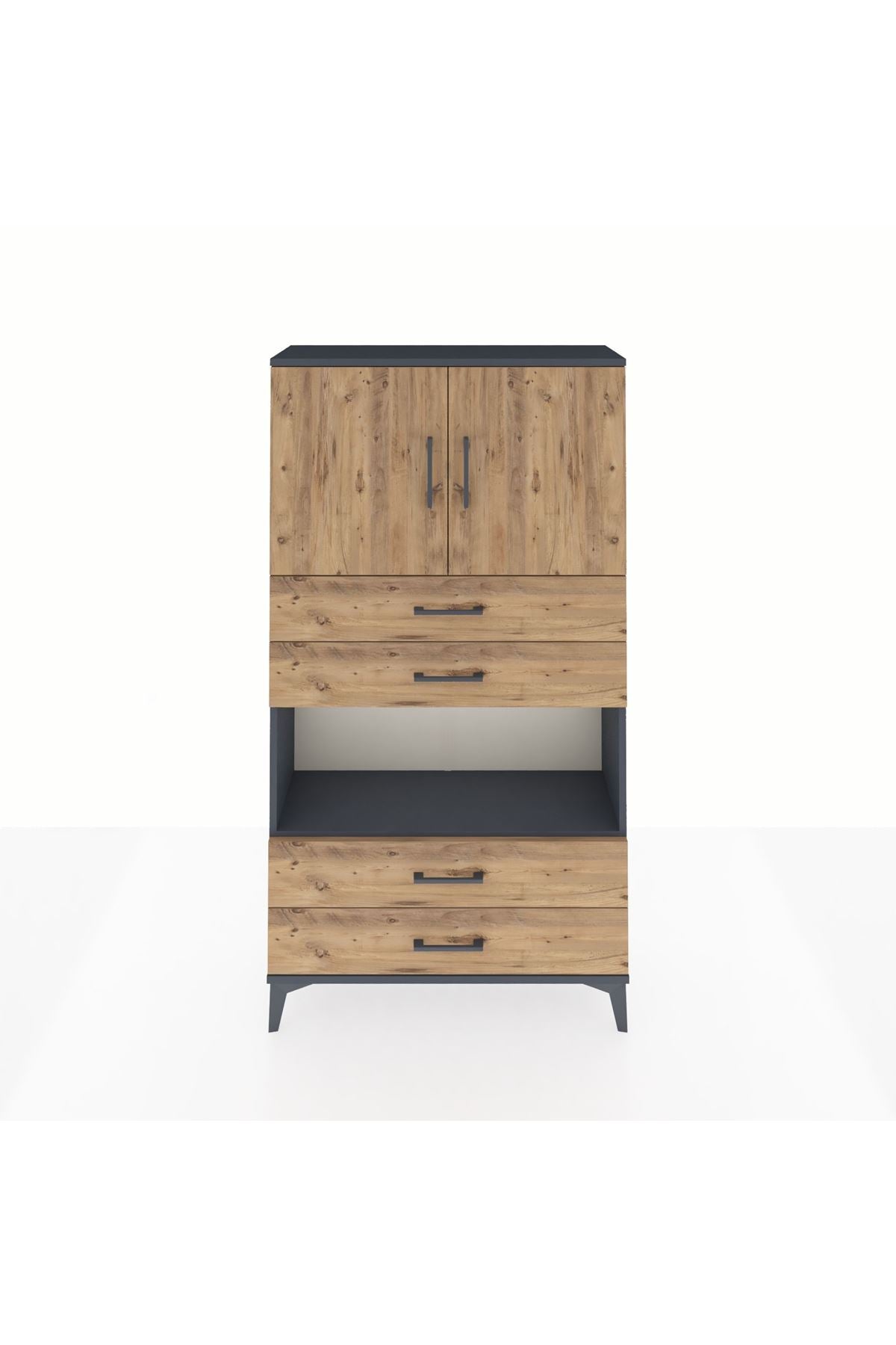 Arges Dolap 3 Raflı 4 Çekmeceli 2 Kapaklı 88x30x163 - S21M099V6A