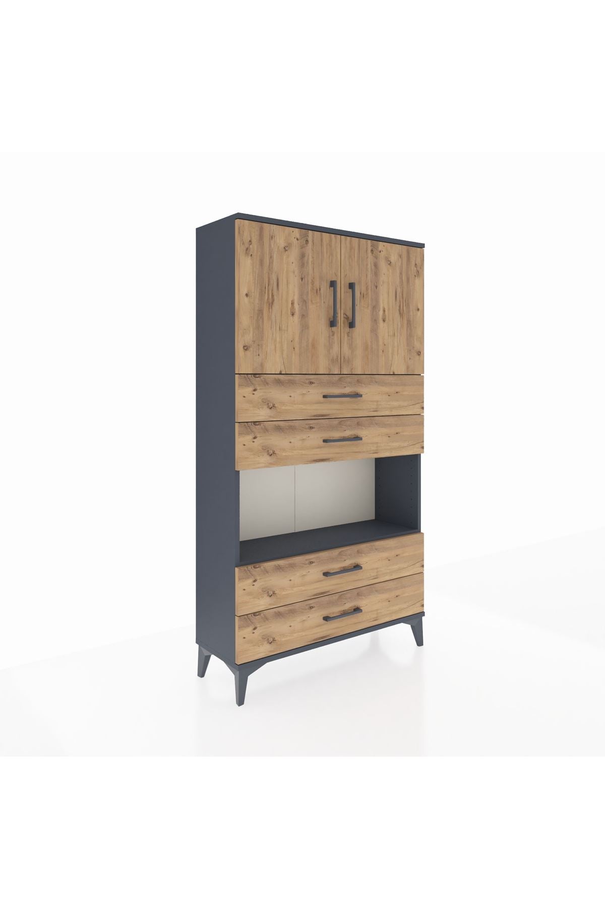 Arges Dolap 3 Raflı 4 Çekmeceli 2 Kapaklı 88x30x163 - S21M099V6A