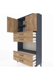 Arges Dolap 3 Raflı 4 Çekmeceli 2 Kapaklı 88x30x163 - S21M099V6A