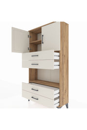 Arges Dolap 3 Raflı 4 Çekmeceli 2 Kapaklı 88x30x163 - S21M099V7A