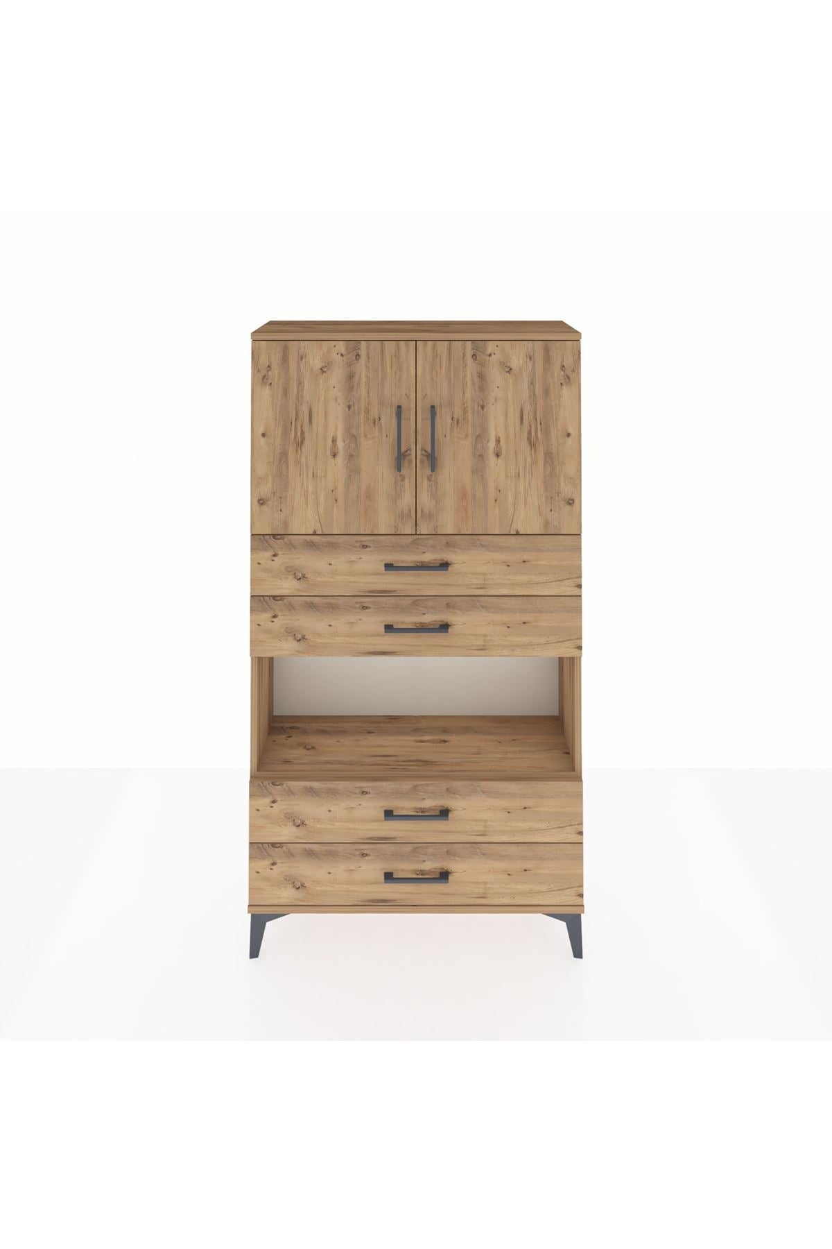 Arges Dolap 3 Raflı 4 Çekmeceli 2 Kapaklı 88x30x163 - S21M099V9A