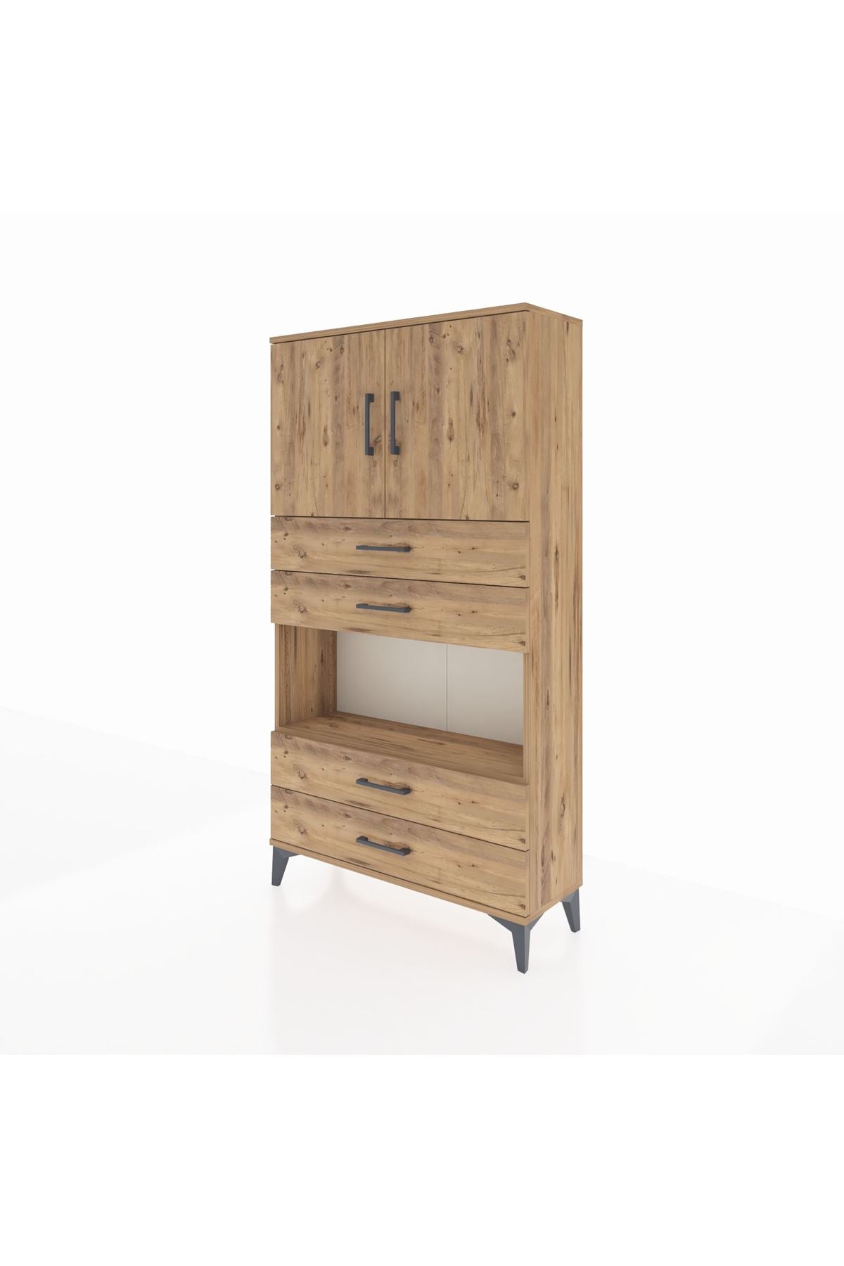 Arges Dolap 3 Raflı 4 Çekmeceli 2 Kapaklı 88x30x163 - S21M099V9A