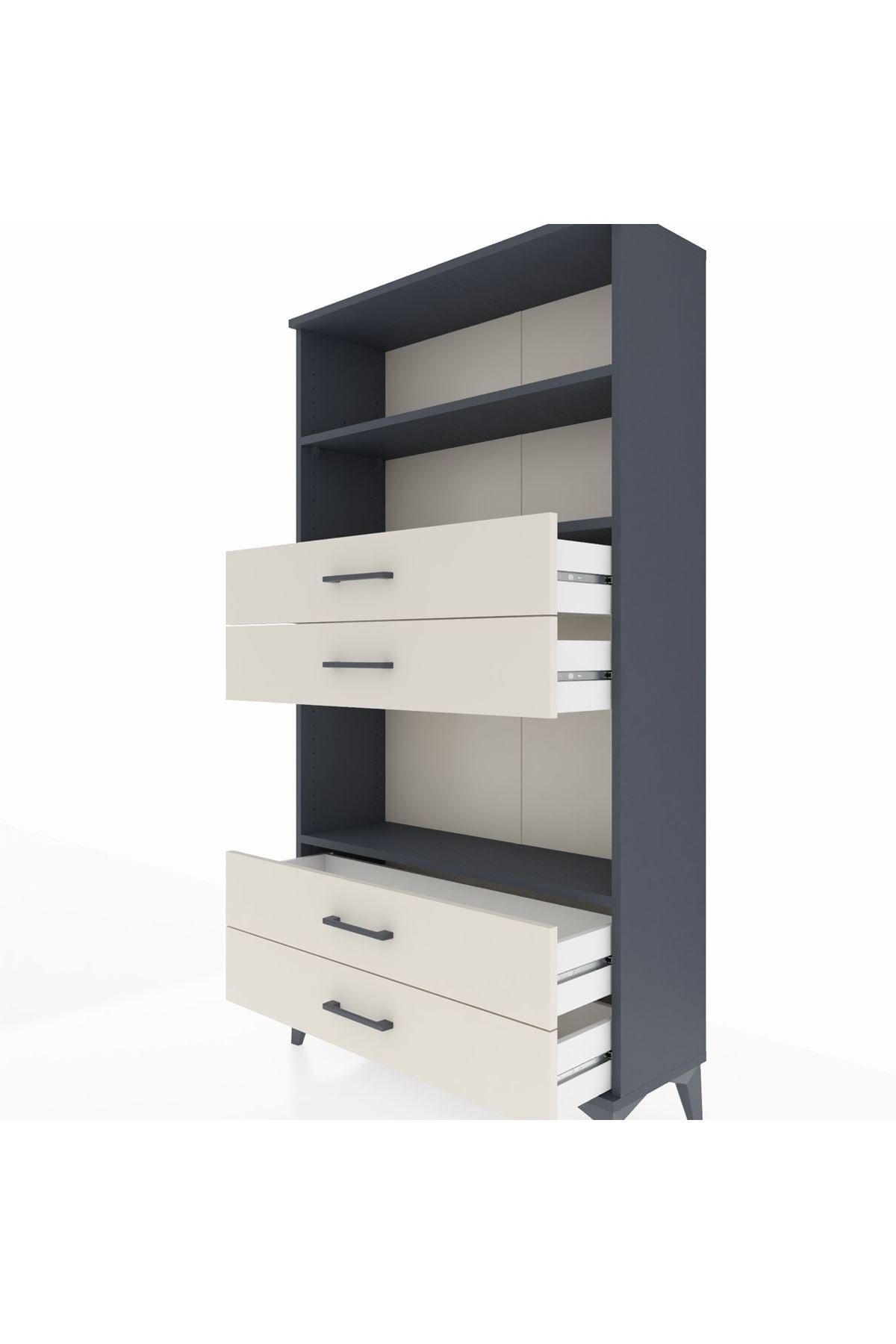 Arges Dolap 3 Raflı 4 Çekmeceli 88x30x163 - S21M100V4A