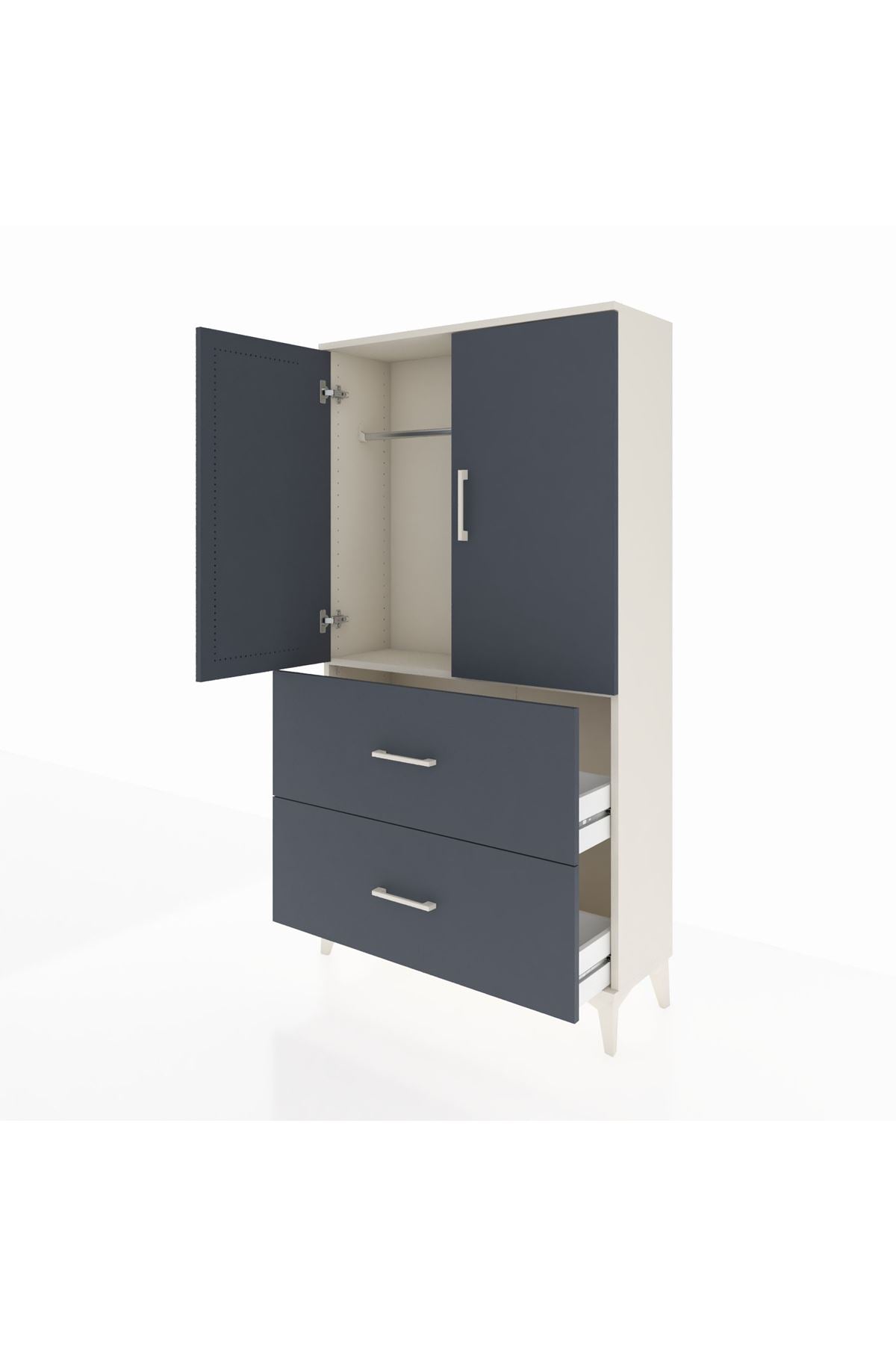 Arges Dolap Tek Raflı 2 Çekmeceli Tek Askılı 88x30x163 - S21M105V2A