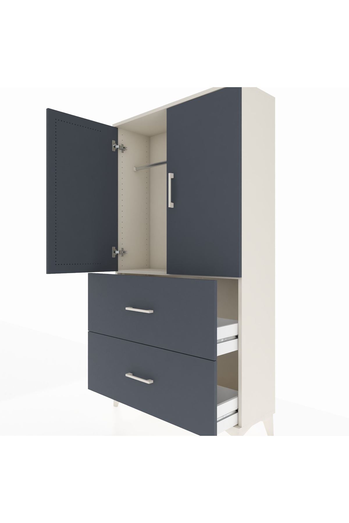 Arges Dolap Tek Raflı 2 Çekmeceli Tek Askılı 88x30x163 - S21M105V2A