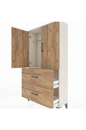 Arges Dolap Tek Raflı 2 Çekmeceli Tek Askılı 88x30x163 - S21M105V3A
