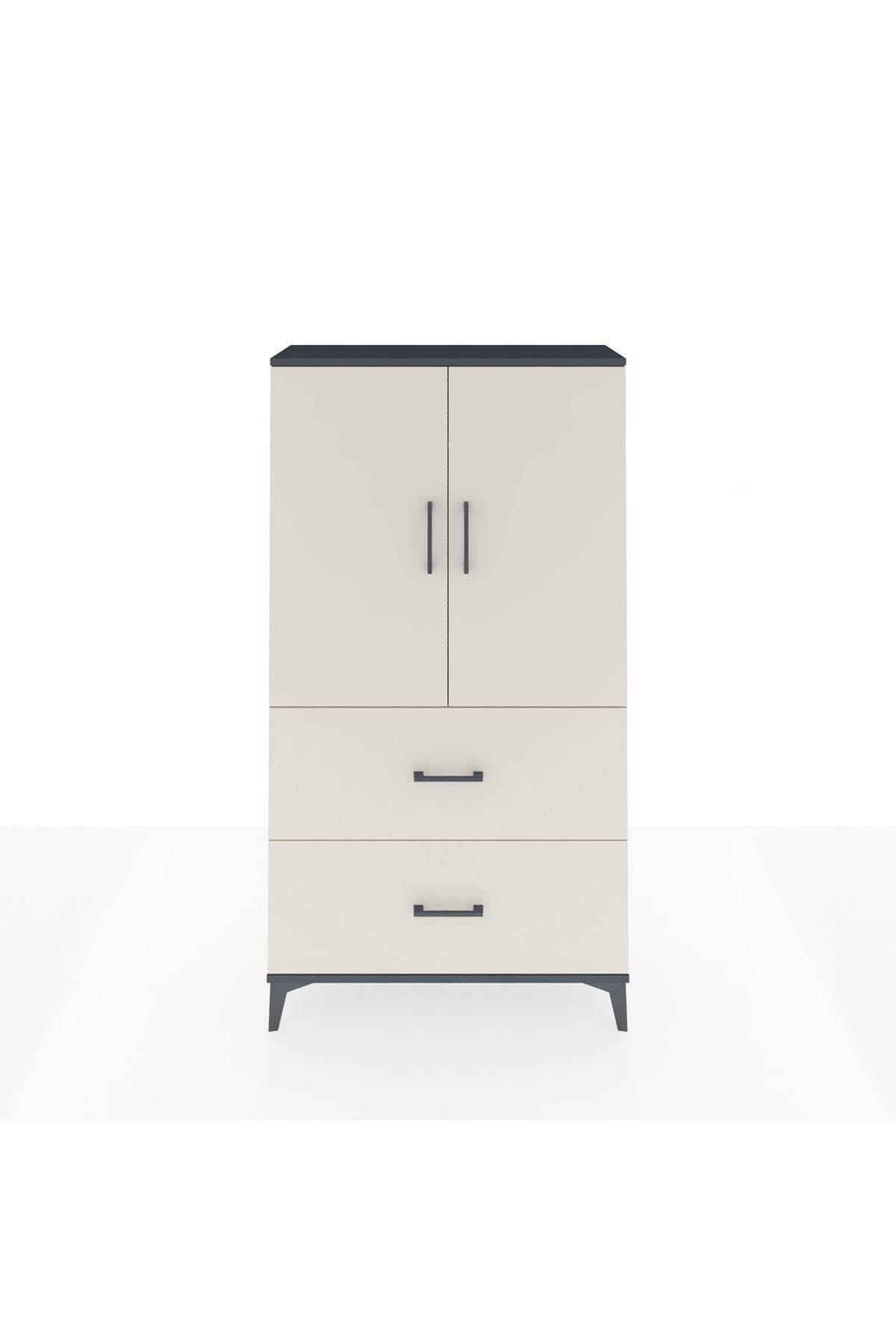 Arges Dolap Tek Raflı 2 Çekmeceli Tek Askılı 88x30x163 - S21M105V4A