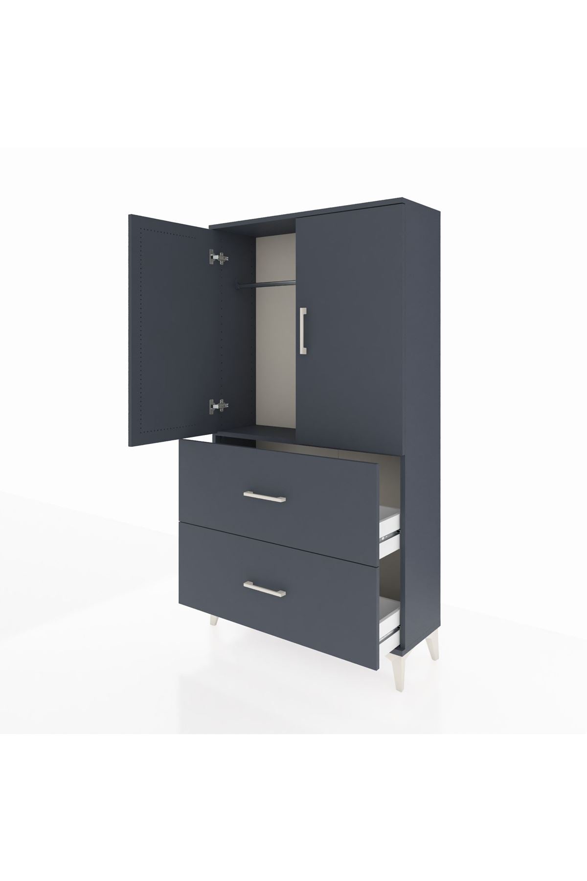 Arges Dolap Tek Raflı 2 Çekmeceli Tek Askılı 88x30x163 - S21M105V5A