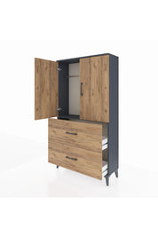 Arges Dolap Tek Raflı 2 Çekmeceli Tek Askılı 88x30x163 - S21M105V6A