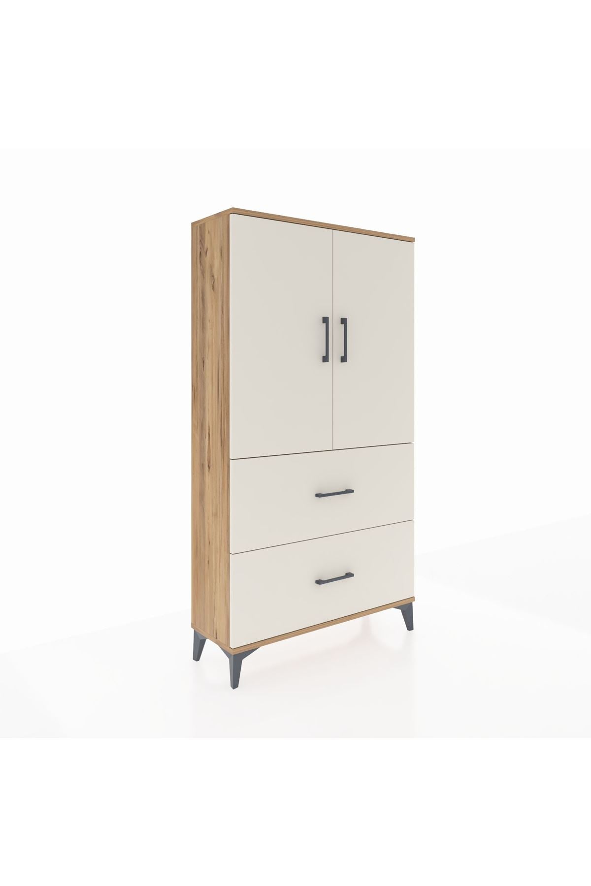 Arges Dolap Tek Raflı 2 Çekmeceli Tek Askılı 88x30x163 - S21M105V7A