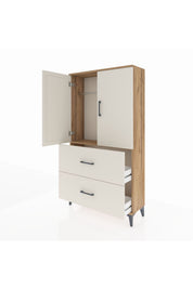 Arges Dolap Tek Raflı 2 Çekmeceli Tek Askılı 88x30x163 - S21M105V7A