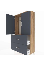 Arges Dolap Tek Raflı 2 Çekmeceli Tek Askılı 88x30x163 - S21M105V8A