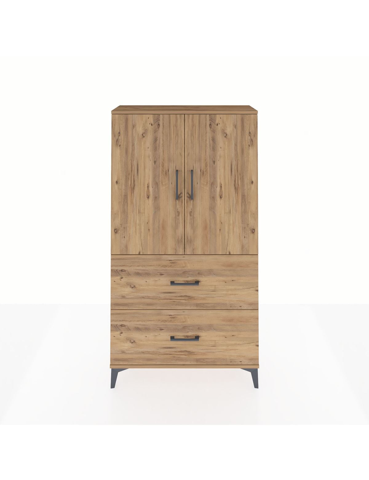 Arges Dolap Tek Raflı 2 Çekmeceli Tek Askılı 88x30x163 - S21M105V9A