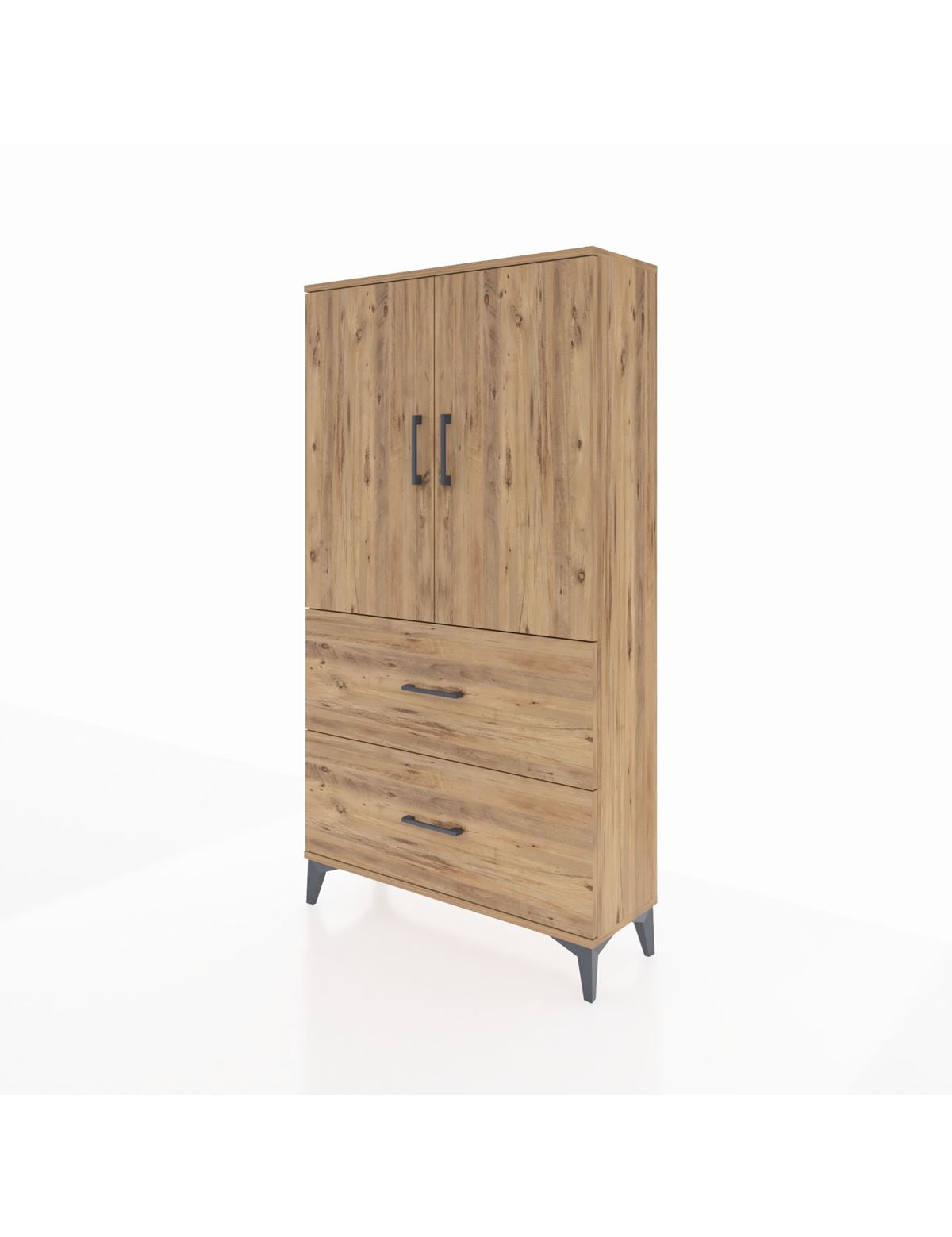 Arges Dolap Tek Raflı 2 Çekmeceli Tek Askılı 88x30x163 - S21M105V9A