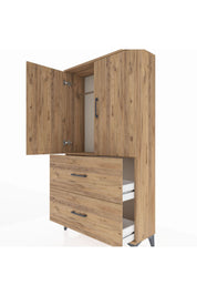 Arges Dolap Tek Raflı 2 Çekmeceli Tek Askılı 88x30x163 - S21M105V9A