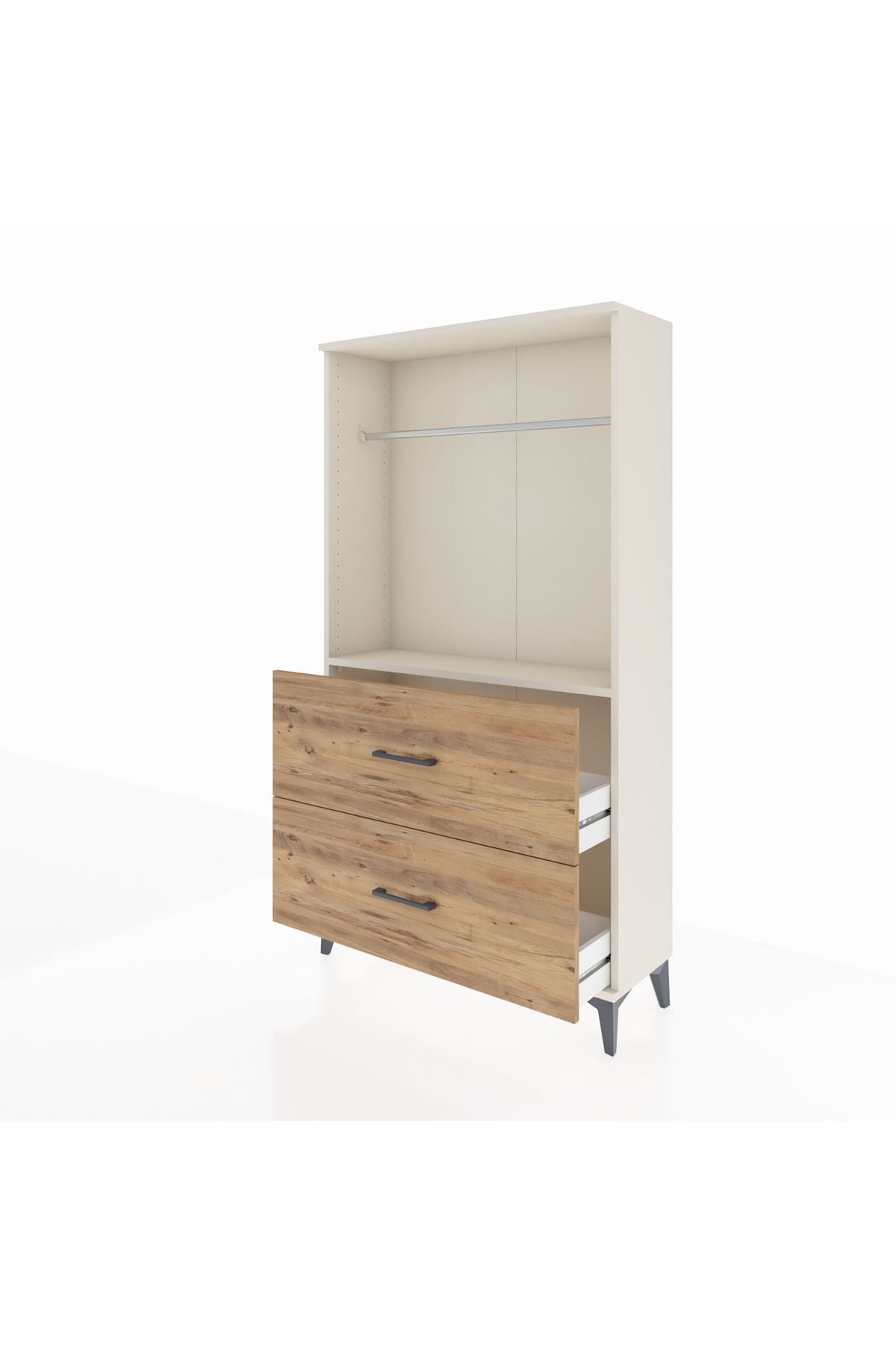 Arges Dolap Tek Raflı 2 Çekmeceli Tek Askılı 88x30x163 - S21M106V3A