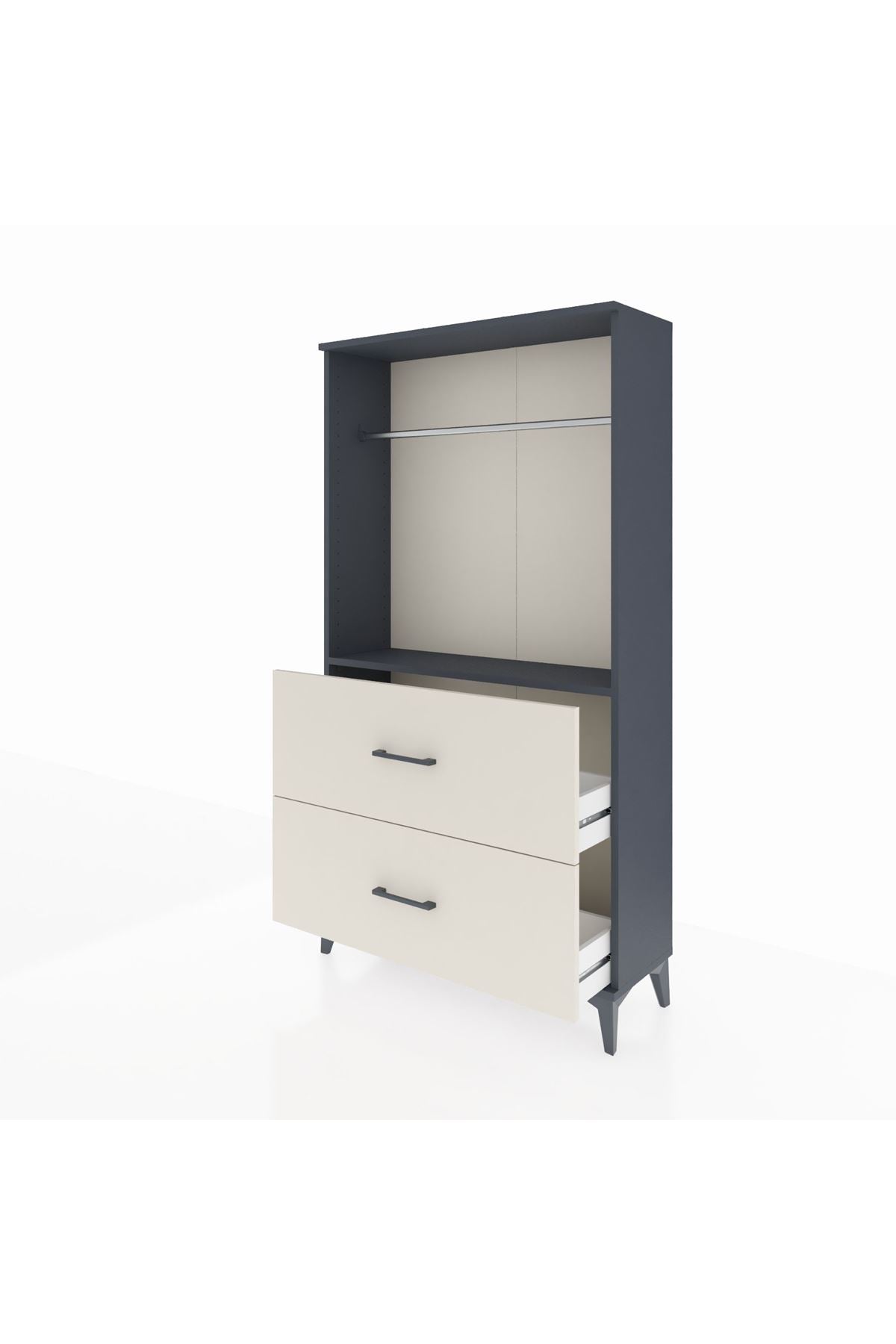 Arges Dolap Tek Raflı 2 Çekmeceli Tek Askılı 88x30x163 - S21M106V4A