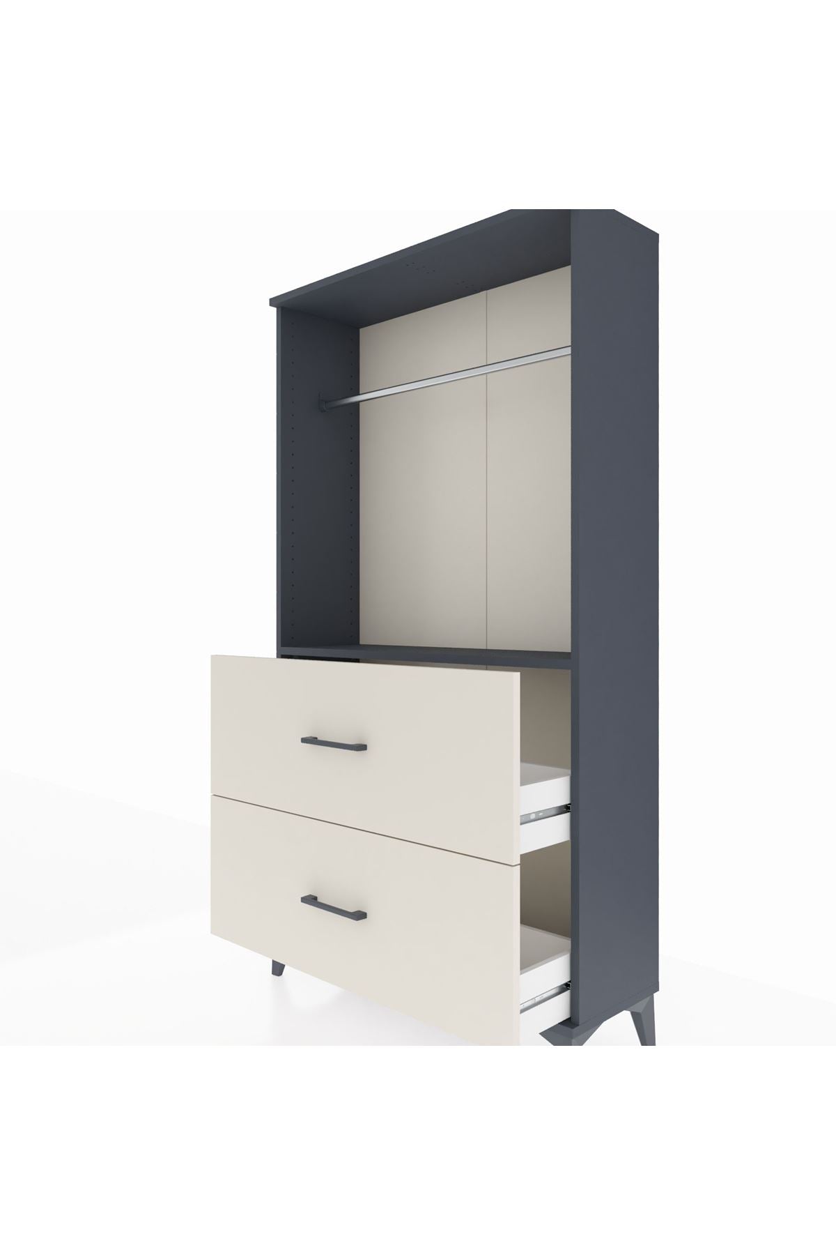 Arges Dolap Tek Raflı 2 Çekmeceli Tek Askılı 88x30x163 - S21M106V4A